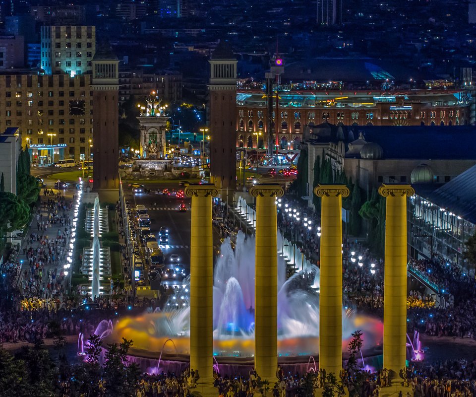 Обои испания, барселона, здания.фонтаны, монжуик, spain, barcelona, of the building.fountains, montjuïc разрешение 3185x2000 Загрузить