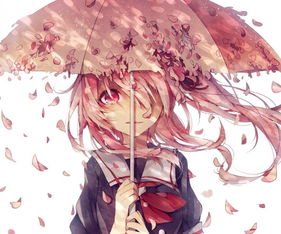 Обои арт, девушка, лепестки, зонт, слезы, kantai collection, art, girl, petals, umbrella, tears разрешение 3840x2400 Загрузить