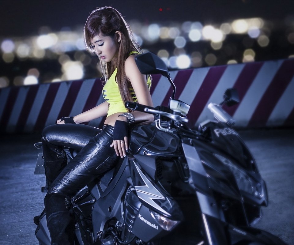 Обои девушка, мотоцикл, азиатка, girl, motorcycle, asian разрешение 1920x1080 Загрузить