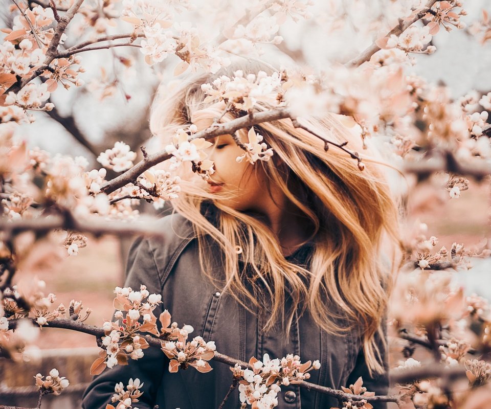 Обои цветение, девушка, настроение, ветки, весна, яблоня, flowering, girl, mood, branches, spring, apple разрешение 2560x1707 Загрузить