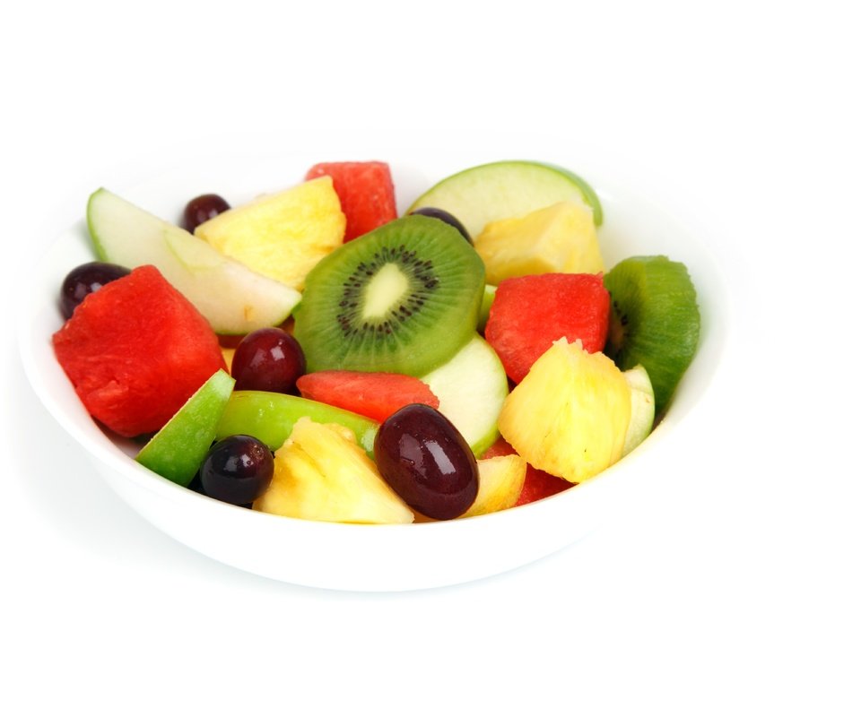 Обои фруктовый салат, виноград, фрукты, арбуз, ягоды, белый фон, яблоко, киви, салат, fruit salad, grapes, fruit, watermelon, berries, white background, apple, kiwi, salad разрешение 5616x3744 Загрузить