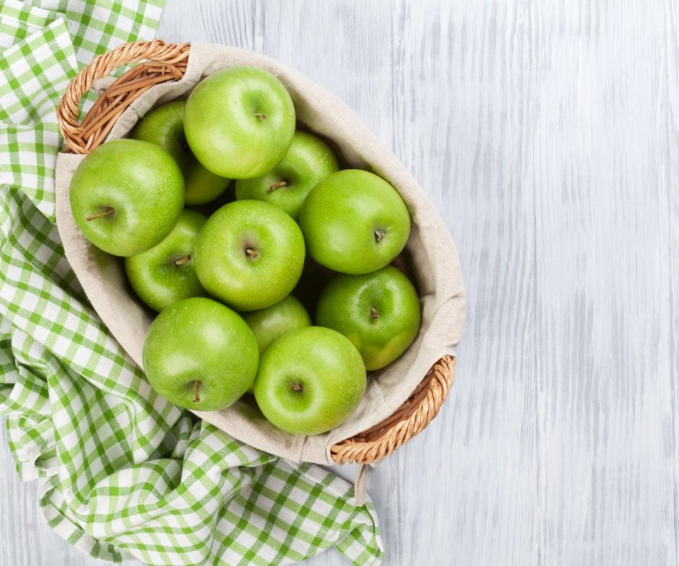 Обои еда, фрукты, яблоки, зеленые, корзинка, food, fruit, apples, green, basket разрешение 5616x3744 Загрузить
