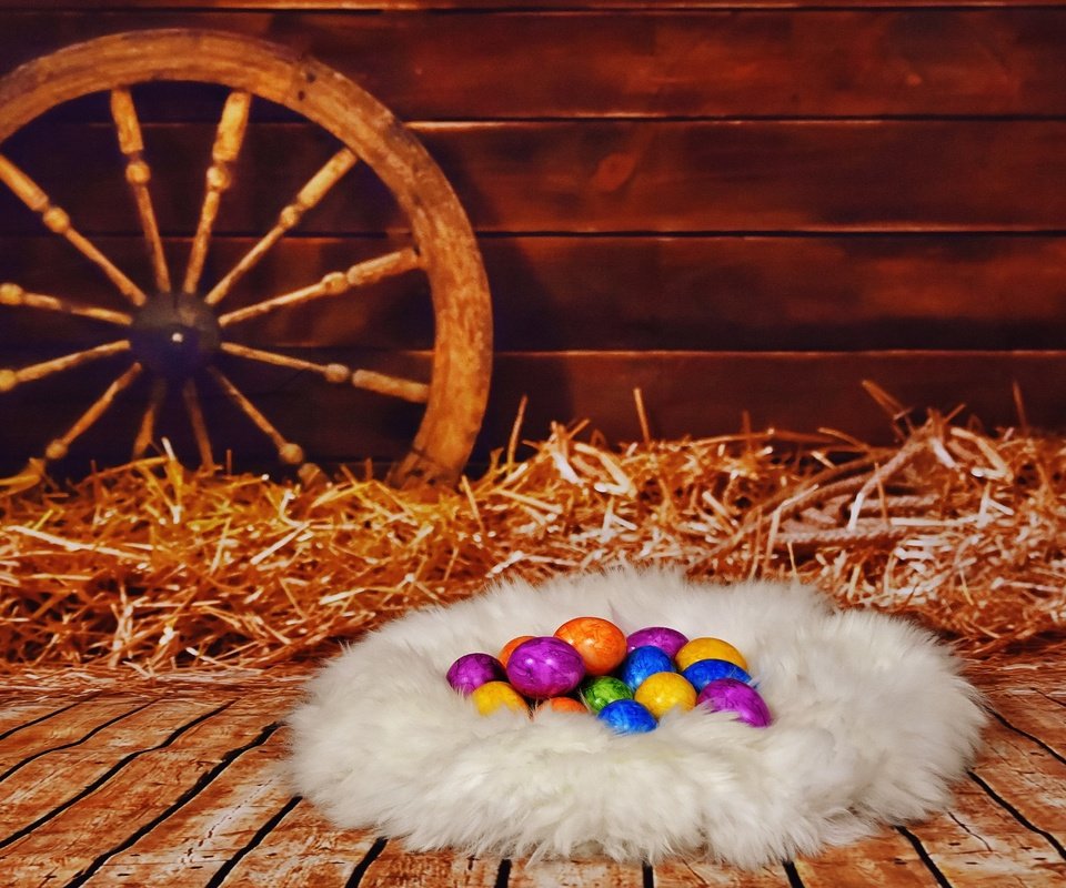 Обои сено, пасха, яйца, гнездо, писанки, hay, easter, eggs, socket разрешение 2939x1920 Загрузить