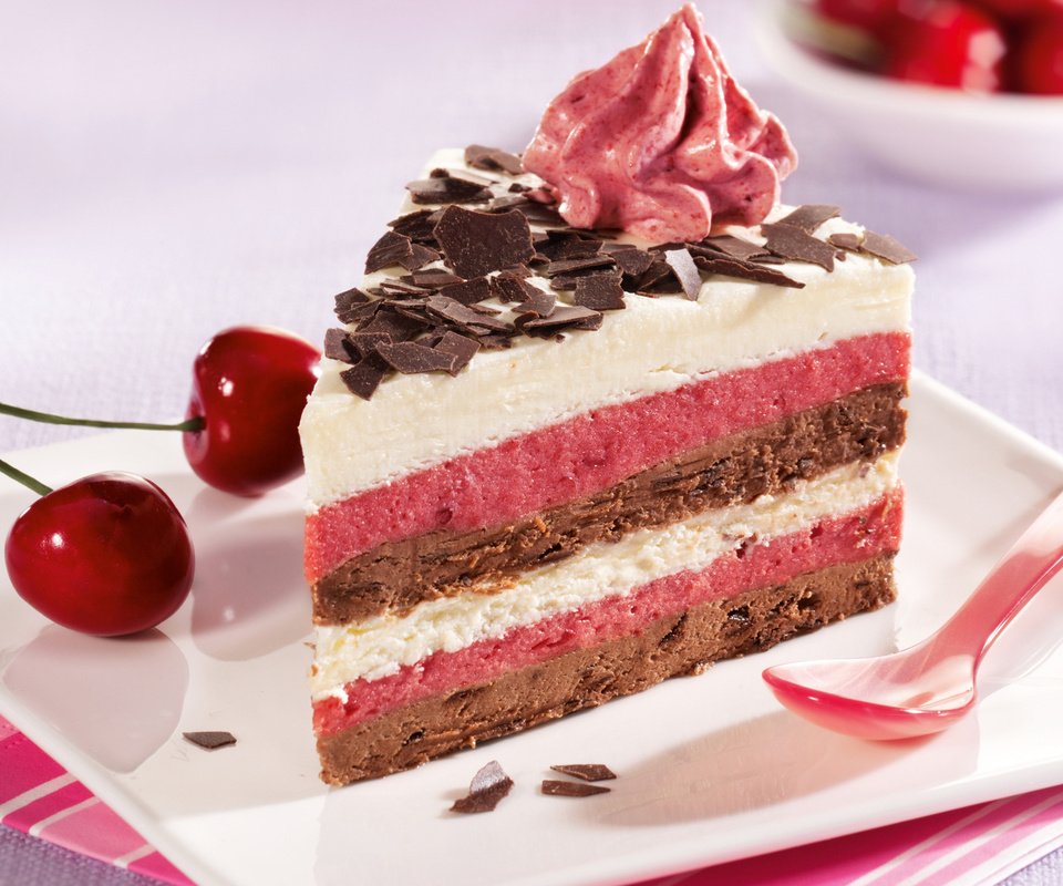 Обои вишня, шоколад, сладкое, торт, десерт, пирожное, крем, cherry, chocolate, sweet, cake, dessert, cream разрешение 1920x1200 Загрузить