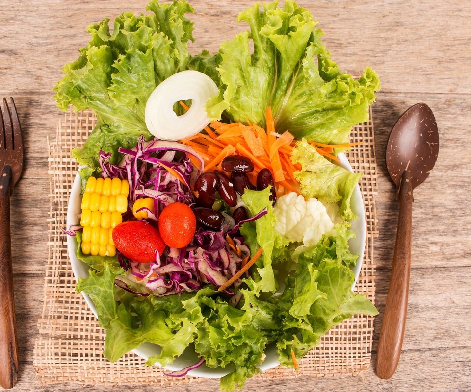 Обои зелень, кукуруза, овощи, капуста, салат, фасоль, greens, corn, vegetables, cabbage, salad, beans разрешение 2880x1920 Загрузить