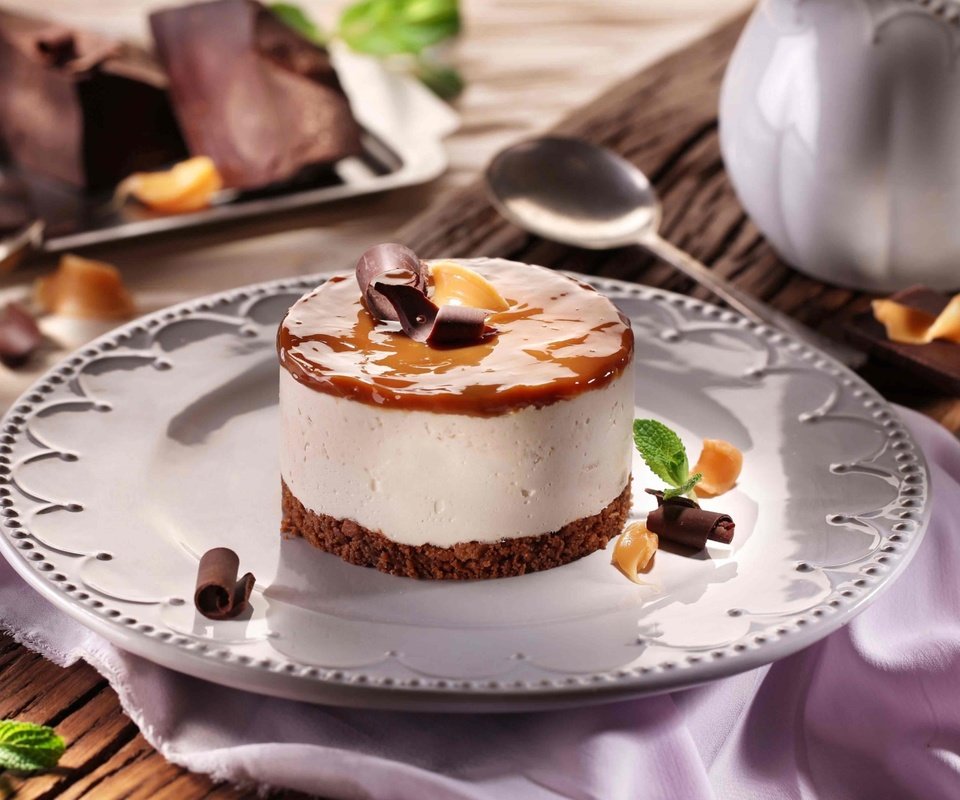 Обои мята, шоколад, десерт, карамель, пирожное, десерт., mint, chocolate, dessert, caramel, cake разрешение 3840x2160 Загрузить