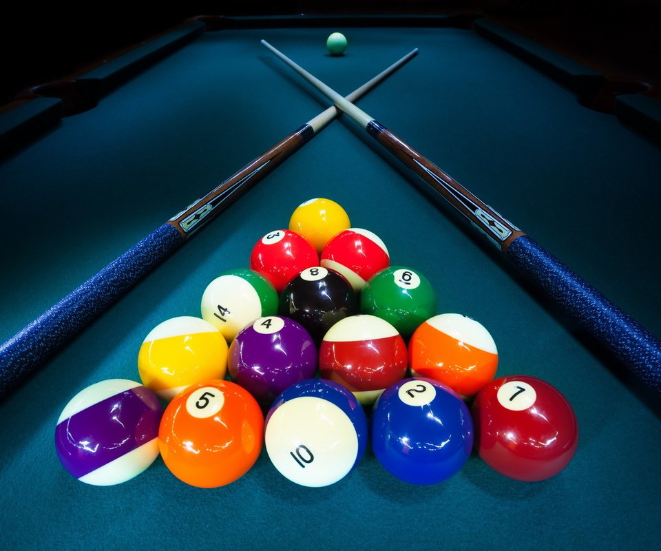Обои шары, стол, бильярд, кий, бильярдные шары, balls, table, billiards, cue, billiard balls разрешение 1920x1280 Загрузить