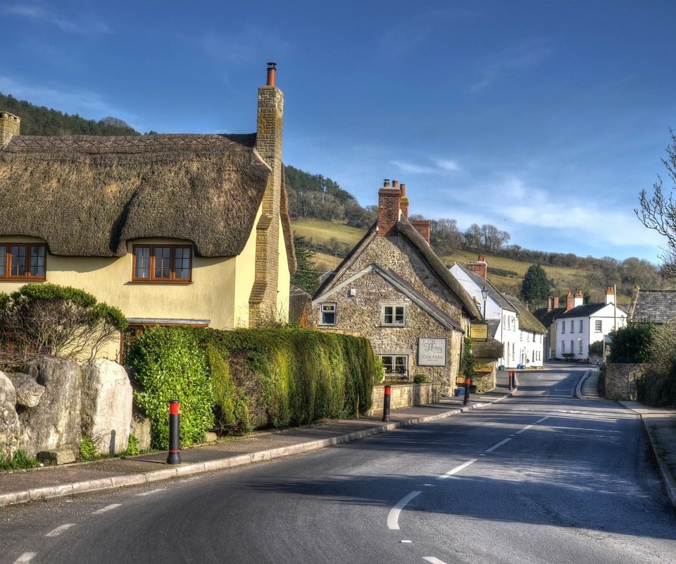 Обои дорога, деревня, дома, улица, англия, road, village, home, street, england разрешение 2735x1800 Загрузить