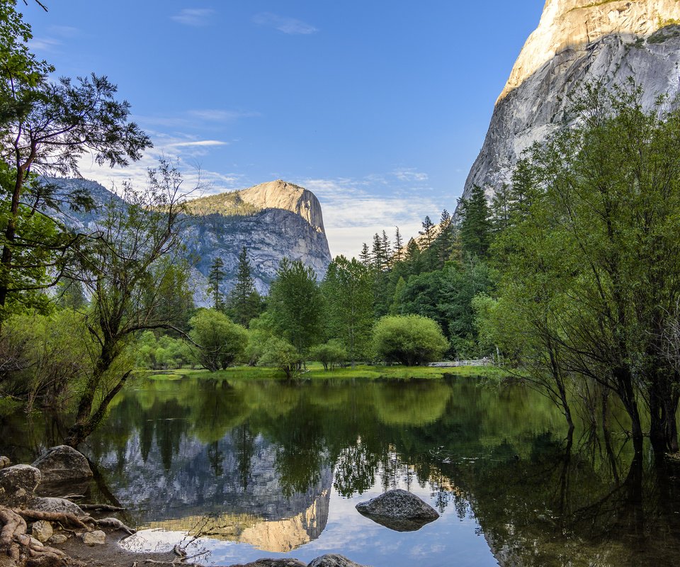 Обои река, горы, природа, лес, пейзаж, йосемите, river, mountains, nature, forest, landscape, yosemite разрешение 3840x2400 Загрузить