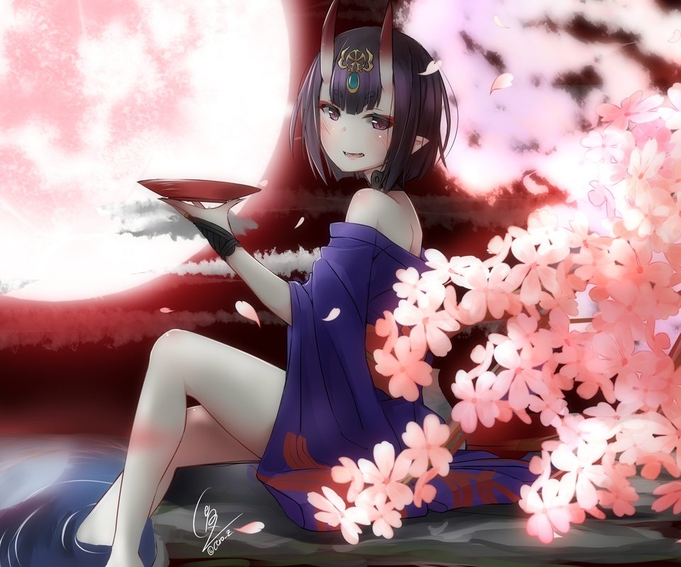 Обои лепестки, короткая стрижка, fate grand order, sakura blossom, shuten douji, petals, short hair разрешение 3371x2344 Загрузить