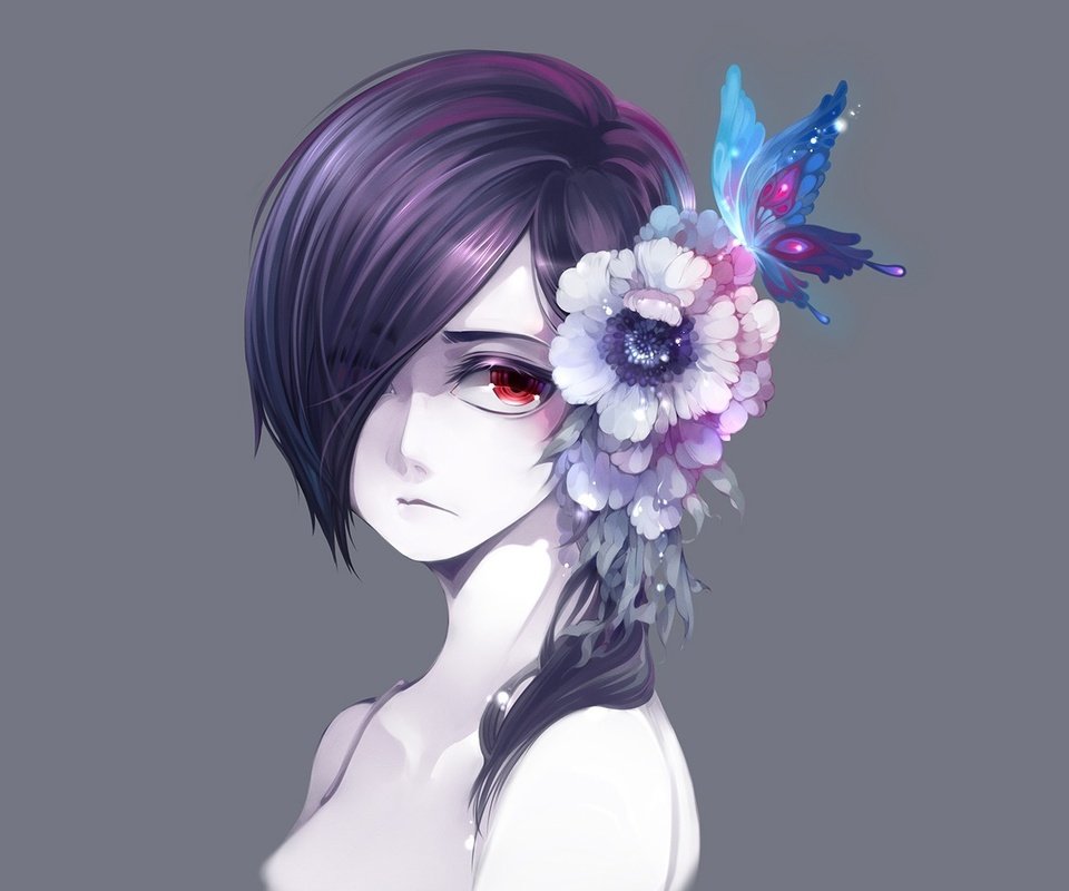 Обои цветок, аниме, токийский гуль, мангака, киришима тоука, flower, anime, tokyo ghoul, mangaka, kirishima, touka разрешение 1920x1080 Загрузить