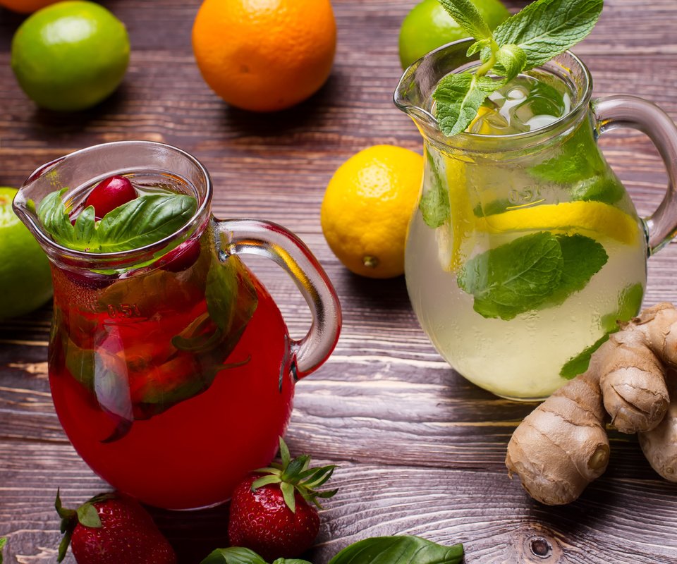 Обои мята, клубника, лимон, лайм, сок, лимонад, имбирь, нипиток, mint, strawberry, lemon, lime, juice, lemonade, ginger, napitok разрешение 6144x4096 Загрузить