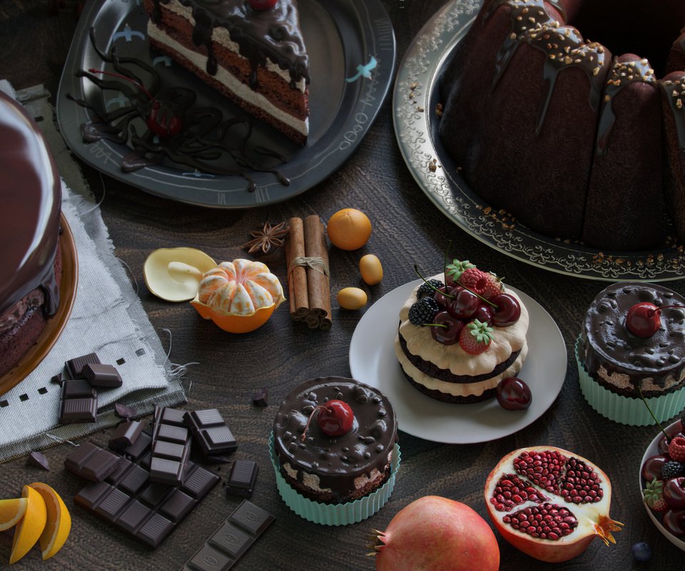 Обои фрукты, сладкое, торт, десерт, пирожное, кекс, fruit, sweet, cake, dessert, cupcake разрешение 4000x2400 Загрузить