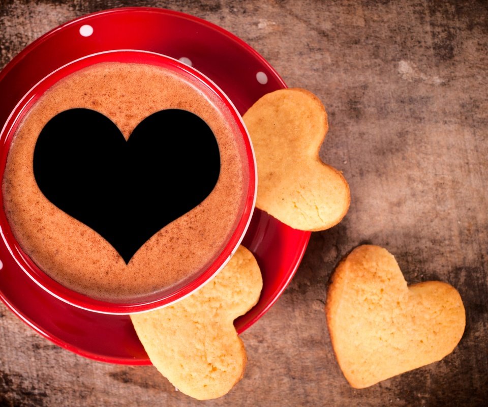 Обои кофе, чашка, сердечки, печенье, выпечка, coffee, cup, hearts, cookies, cakes разрешение 4097x2705 Загрузить