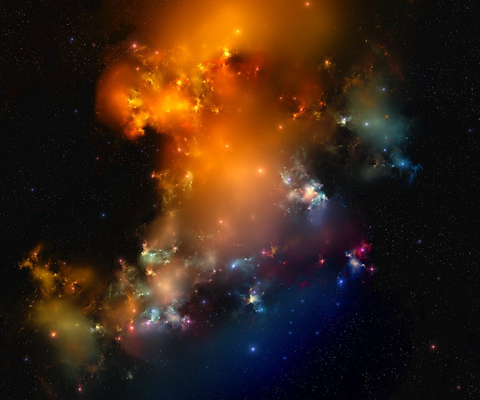 Обои огни, цвета, звезды, туманность, материя, lights, color, stars, nebula, matter разрешение 1920x1200 Загрузить