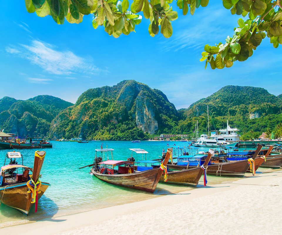 Обои море, пляж, лодки, таиланд, тропики, sea, beach, boats, thailand, tropics разрешение 2805x2000 Загрузить