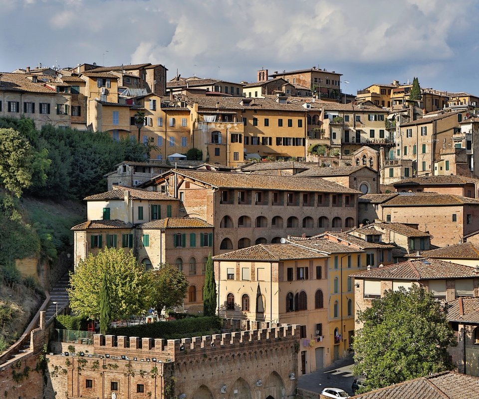 Обои панорама, дома, италия, здания, тоскана, сиена, panorama, home, italy, building, tuscany, siena разрешение 2048x1365 Загрузить