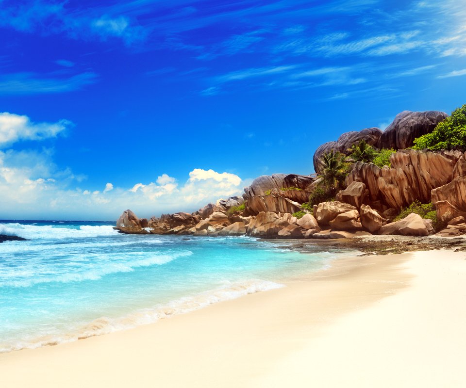 Обои море, пляж, тропики, 5, сейшелы, sea, beach, tropics, seychelles разрешение 5528x3685 Загрузить