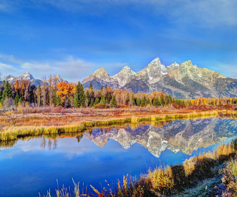 Обои деревья, река, горы, природа, лес, отражение, осень, trees, river, mountains, nature, forest, reflection, autumn разрешение 3840x2400 Загрузить