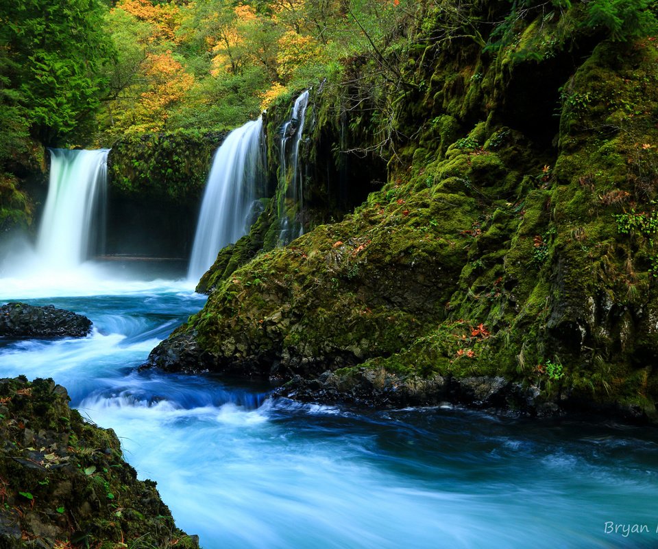 Обои река, природа, лес, водопад, осень, river, nature, forest, waterfall, autumn разрешение 1920x1200 Загрузить