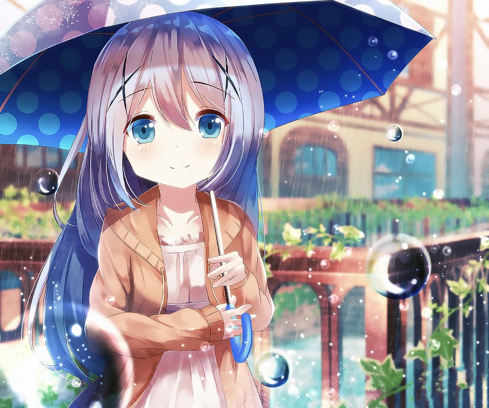 Обои девушка, chino kafū, is the order a rabbit, капли, взгляд, дождь, волосы, зонт, лицо, аниме девочка, girl, drops, look, rain, hair, umbrella, face, anime girl разрешение 1920x1685 Загрузить