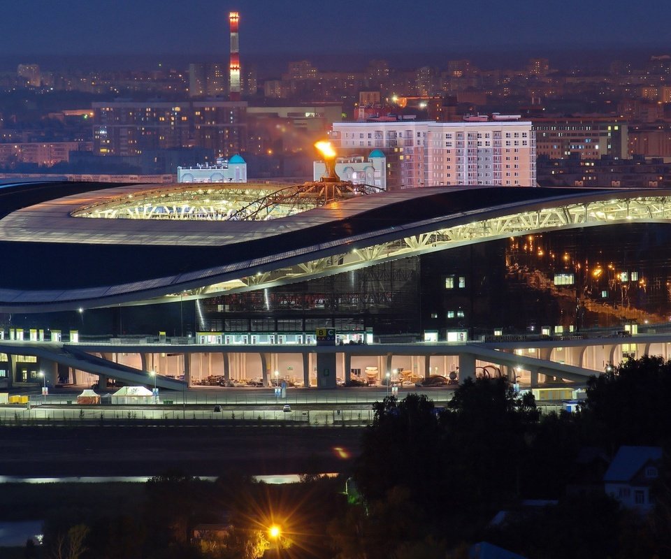 Обои ночь, город, казань, арена, татарстан, night, the city, kazan, arena, tatarstan разрешение 1920x1080 Загрузить