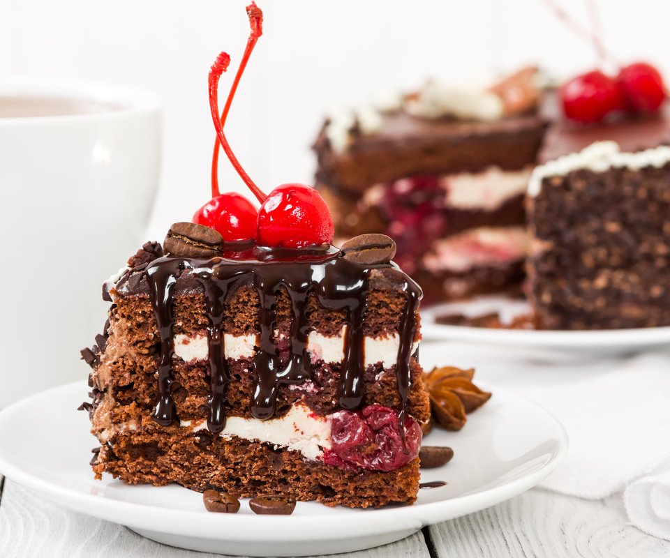 Обои вишня, шоколад, торт, десерт, 28, кусок торта, cherry, chocolate, cake, dessert, piece of cake разрешение 4817x3200 Загрузить