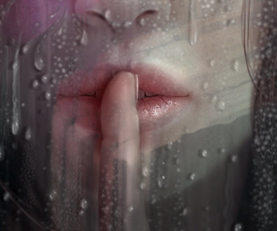 Обои вода, девушка, палец, капли, губы, стекло, помада, water, girl, finger, drops, lips, glass, lipstick разрешение 3288x2055 Загрузить