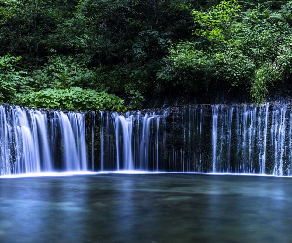 Обои деревья, вода, река, камни, водопад, поток, trees, water, river, stones, waterfall, stream разрешение 3500x1710 Загрузить