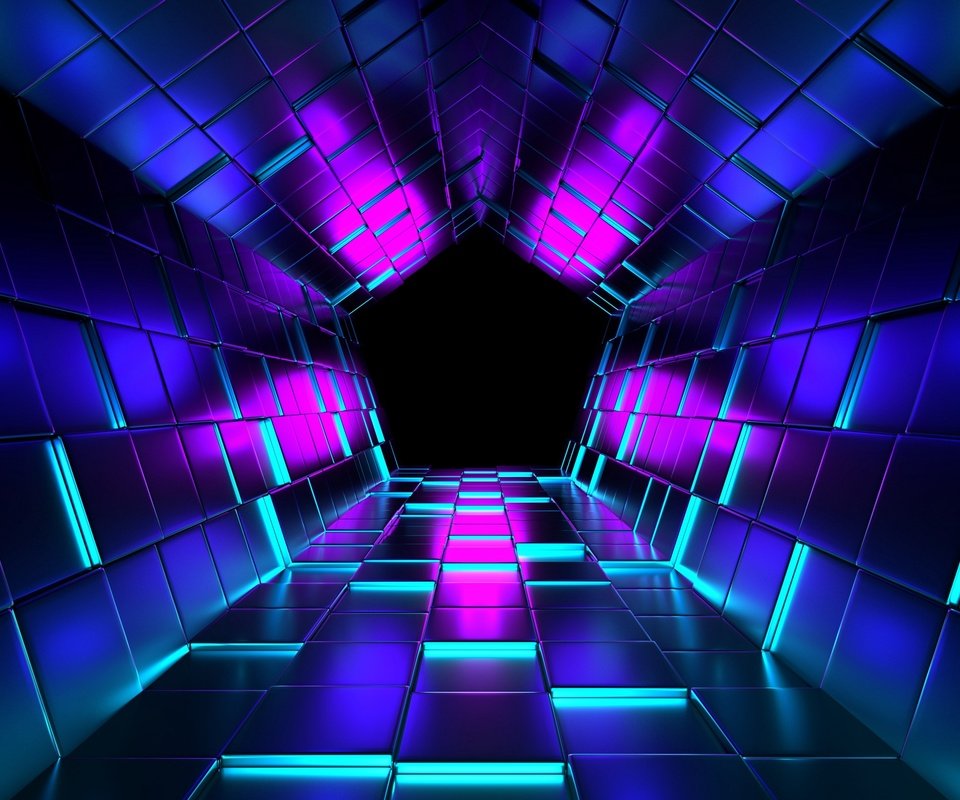 Обои рендеринг, кубы, тоннель, пурпурный, 3д, rendering, cuba, the tunnel, purple, 3d разрешение 3840x2160 Загрузить