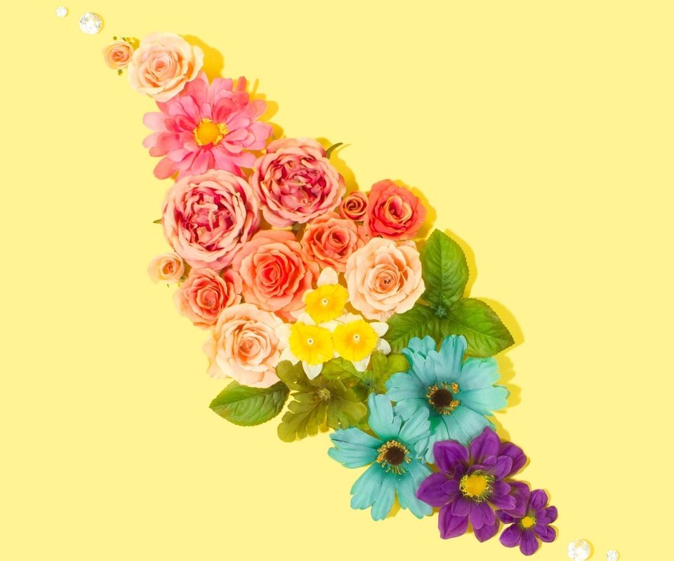 Обои желтый, фон, букет, yellow, background, bouquet разрешение 2560x1600 Загрузить