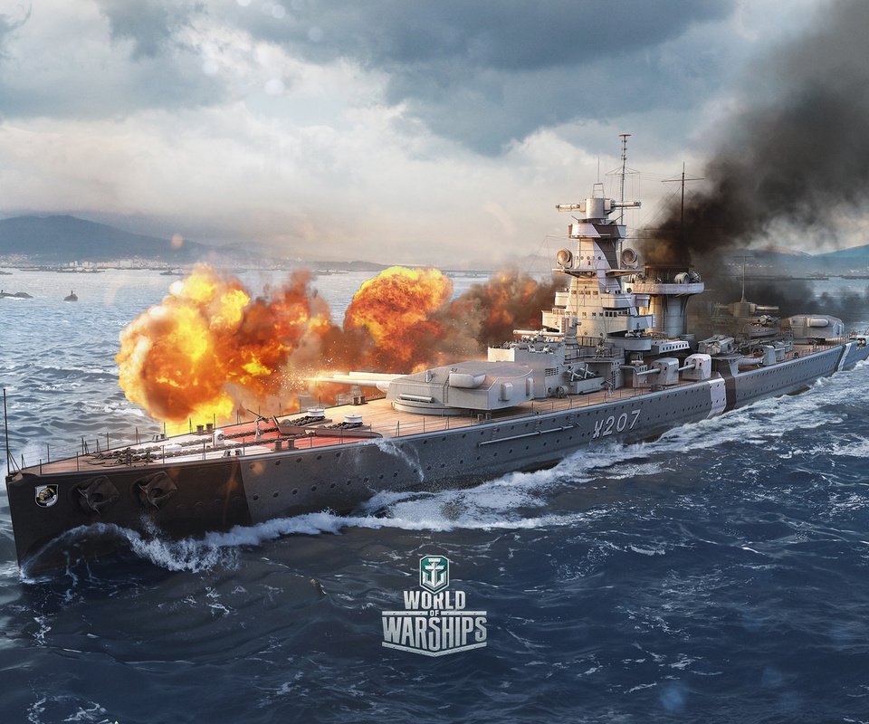 Обои битва, world of warships, игры бой, battle, fighting games разрешение 1920x1080 Загрузить