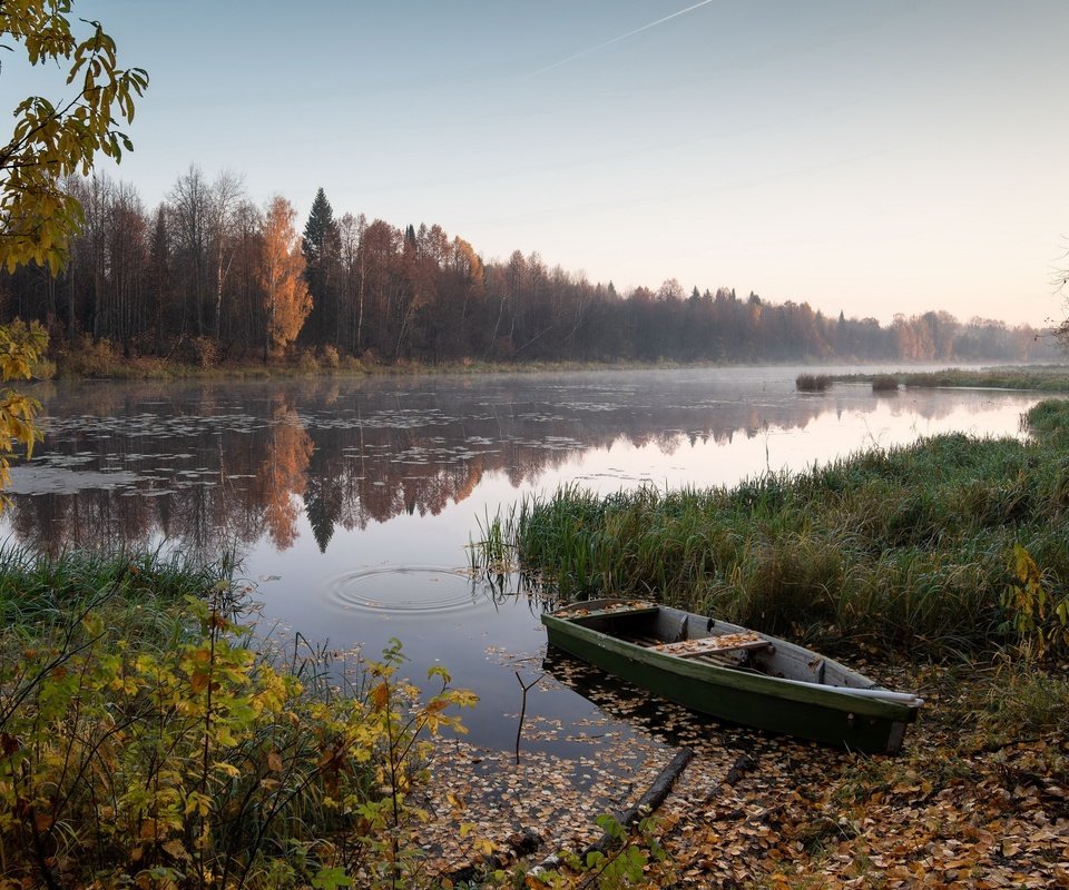 Обои осень, лодка, autumn, boat разрешение 3840x2160 Загрузить