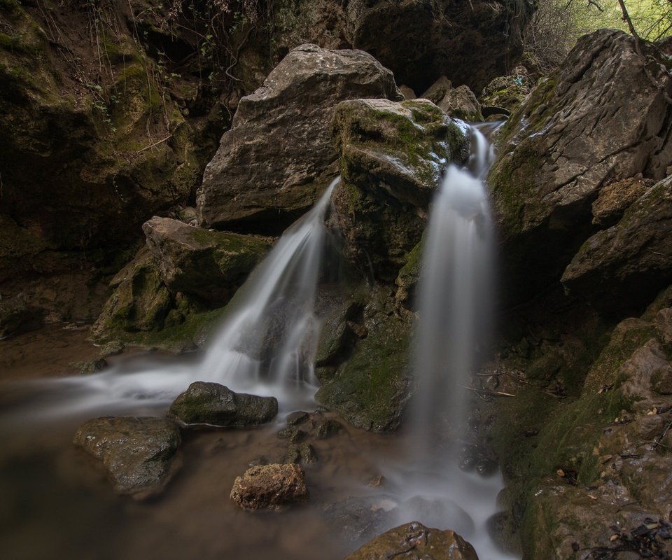 Обои скалы, камни, водопад, поток, rocks, stones, waterfall, stream разрешение 2048x1365 Загрузить