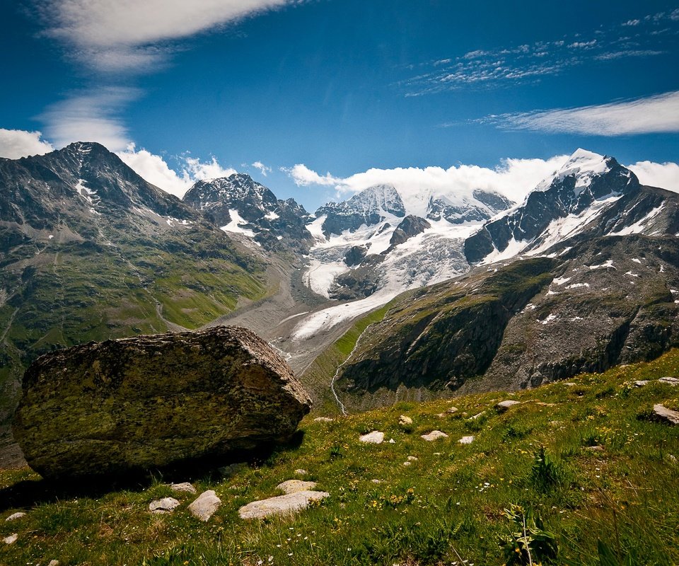 Обои облака, горы, природа, камни, швейцария, альпы, граубюнден, clouds, mountains, nature, stones, switzerland, alps, grisons разрешение 4095x2720 Загрузить