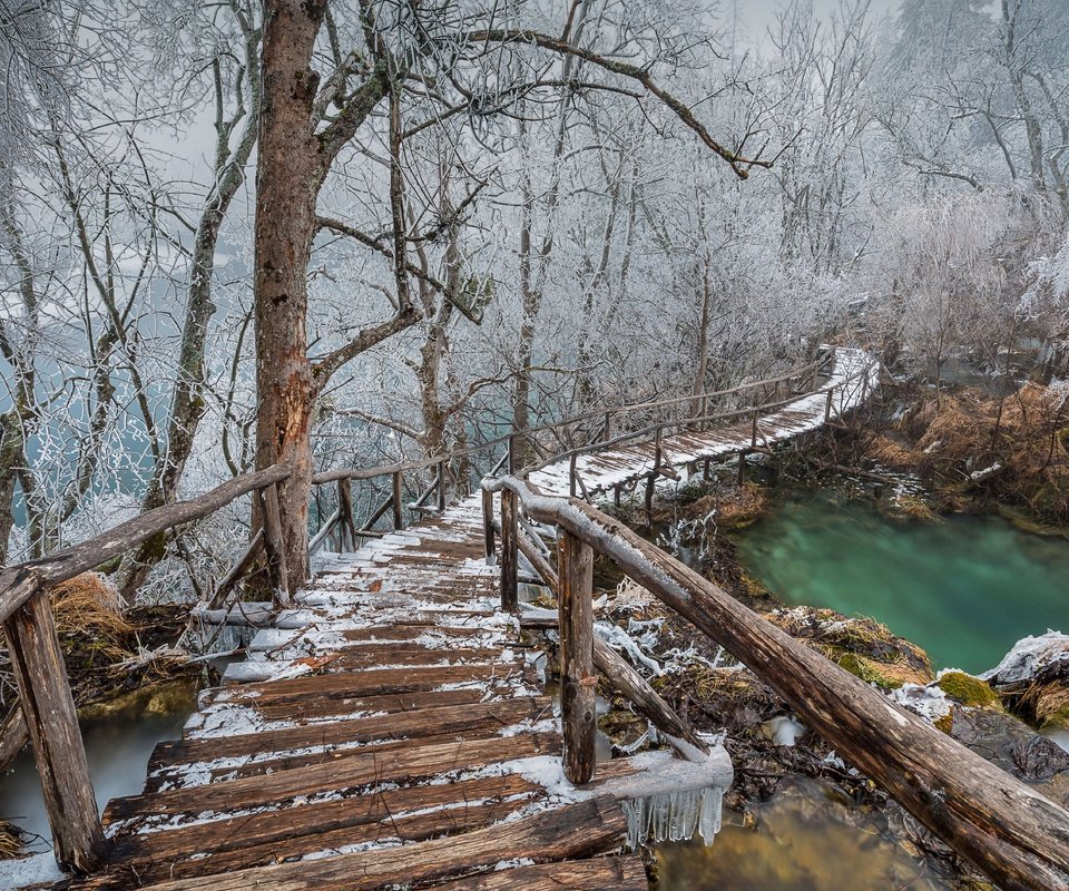 Обои мостик, зима, хорватия, the bridge, winter, croatia разрешение 6699x3768 Загрузить