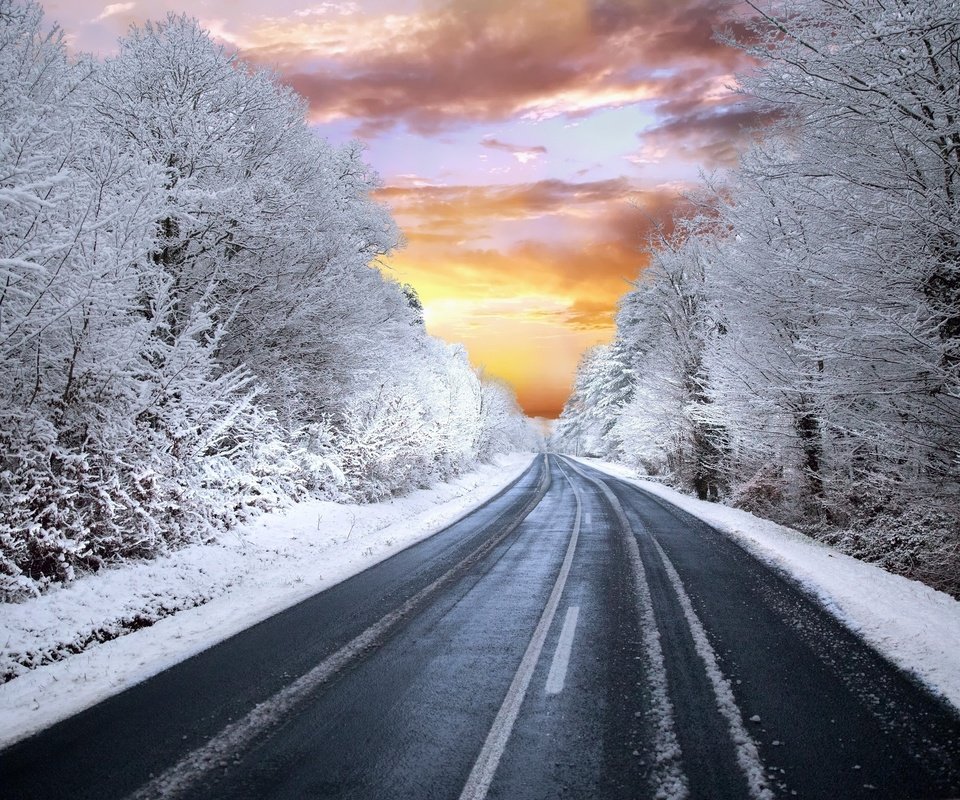 Обои дорога, зима, road, winter разрешение 3000x2000 Загрузить