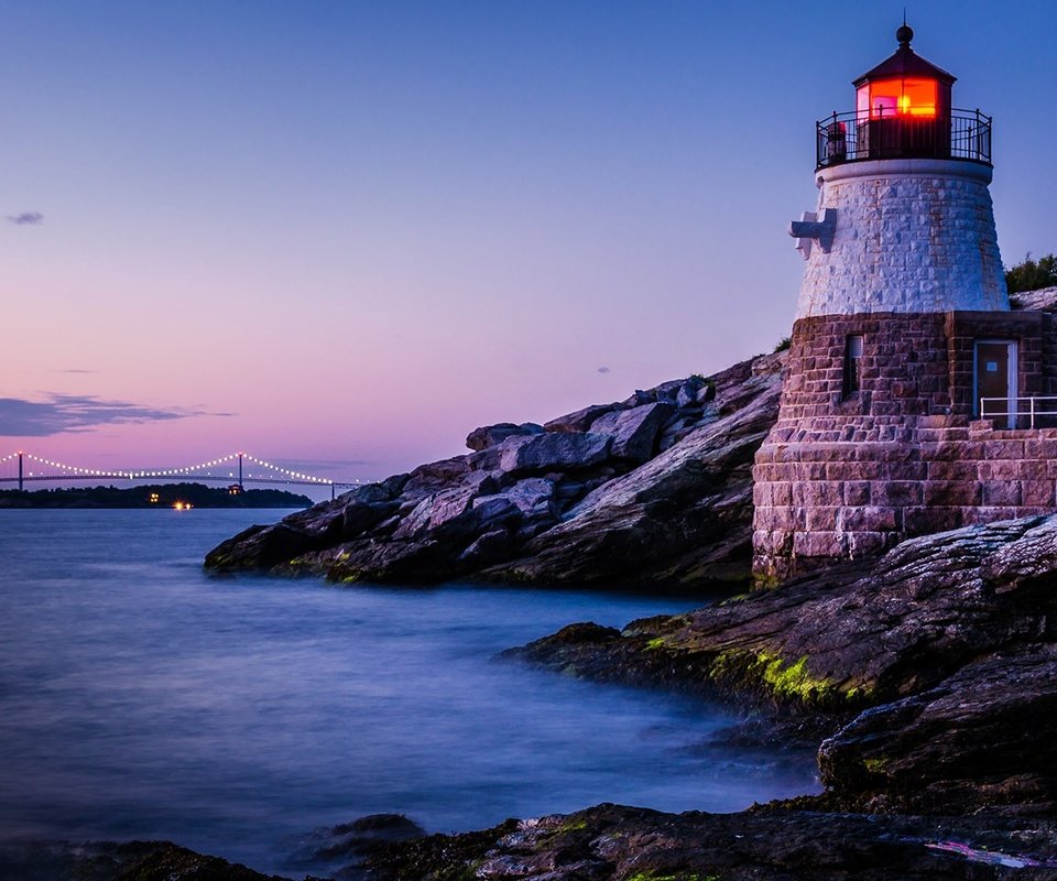 Обои маяк, сша, род-айленд, маяк касл-хилл, castle hill lighthouse, ньюпорт, lighthouse, usa разрешение 1920x1080 Загрузить