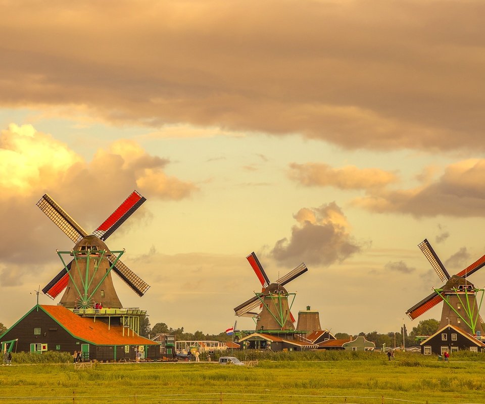 Обои нидерланды, ветряные мельницы, netherlands, windmills разрешение 3072x2048 Загрузить