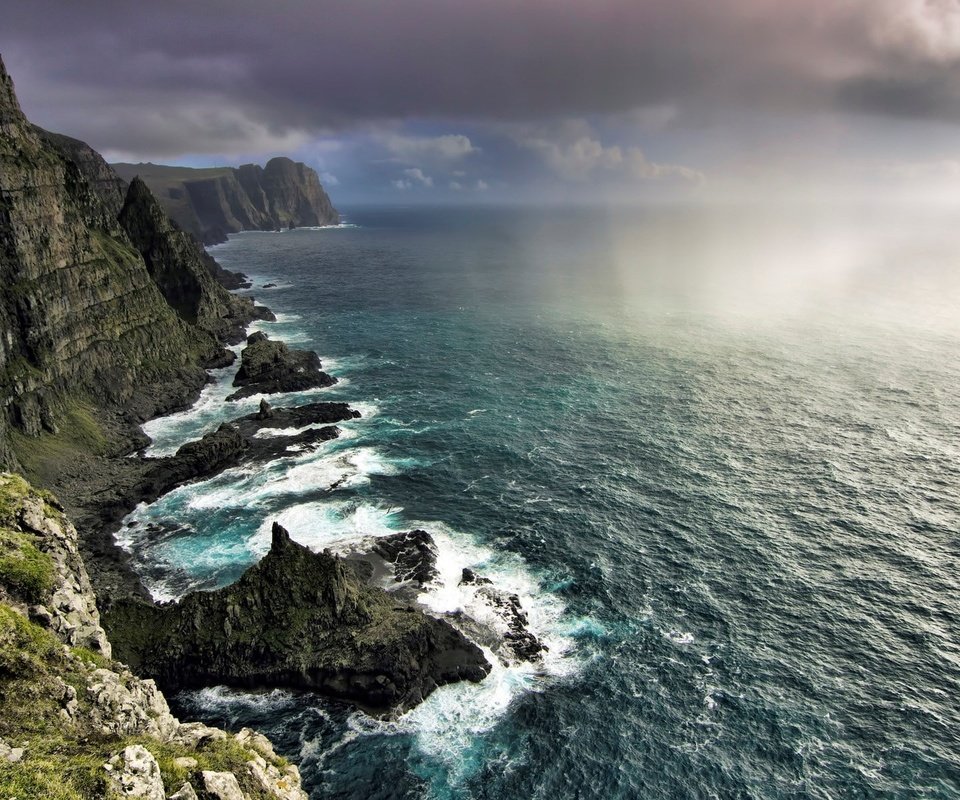 Обои скалы, побережье, океан, норвегия, фарерские острова, rocks, coast, the ocean, norway, faroe islands разрешение 1920x1200 Загрузить