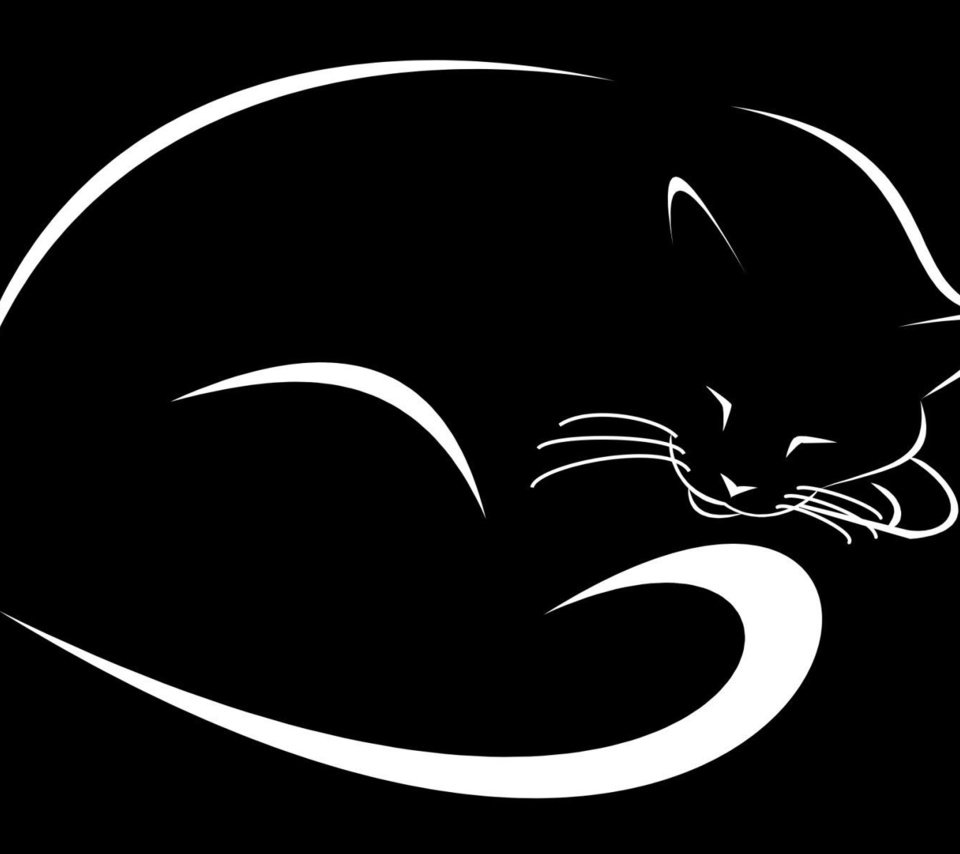 Обои рисунок, кошка, черный фон, figure, cat, black background разрешение 1920x1200 Загрузить