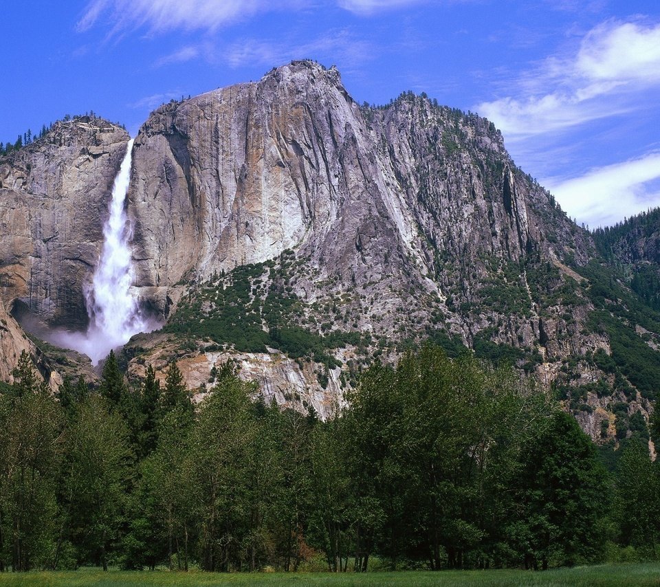 Обои небо, трава, горы, природа, водопад, the sky, grass, mountains, nature, waterfall разрешение 2179x1200 Загрузить