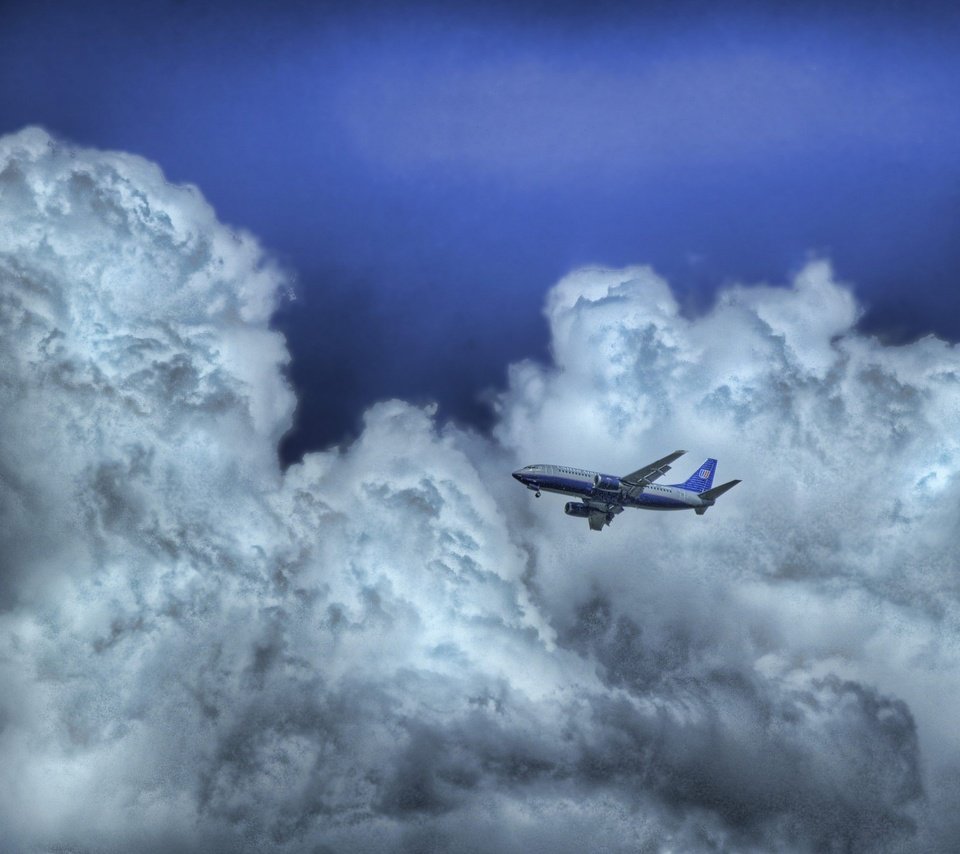 Обои небо, облака, самолет, the sky, clouds, the plane разрешение 1920x1440 Загрузить
