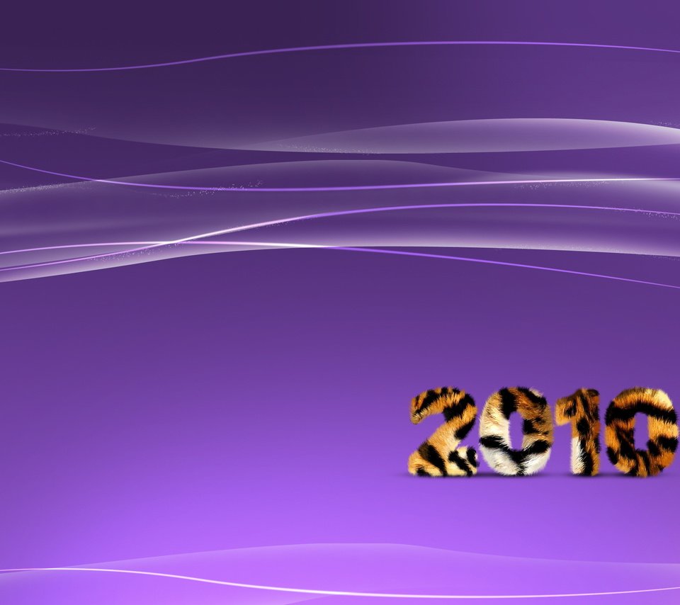 Обои тигр, полосы, новый год, линии, волны, фиолетовый, 2010, tiger, strip, new year, line, wave, purple разрешение 2560x1600 Загрузить