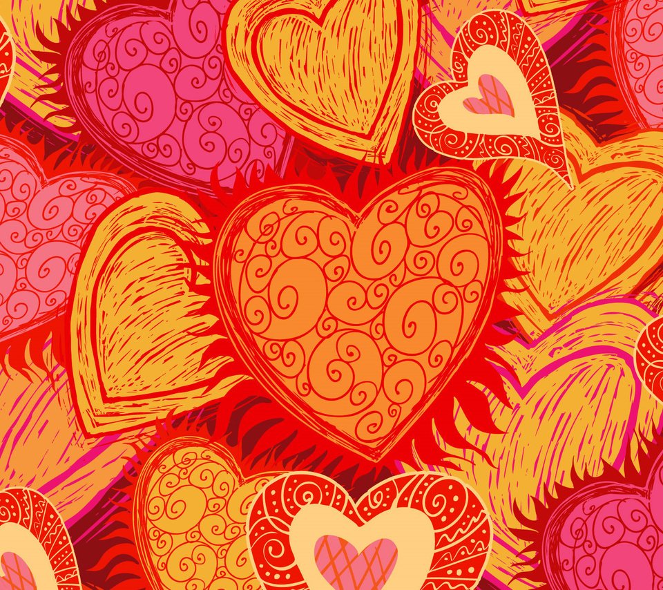 Обои ярко, узоры, сердечки, bright, patterns, hearts разрешение 1920x1200 Загрузить