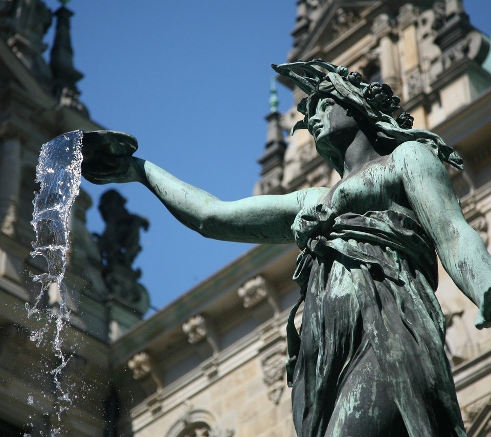 Обои вода, фонтан, статуя, германия, water, fountain, statue, germany разрешение 1920x1200 Загрузить