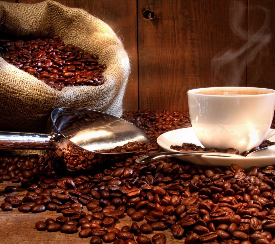 Обои кофе, мешок, чашка, кофейные зерна, совок, coffee, bag, cup, coffee beans, scoop разрешение 1920x1200 Загрузить