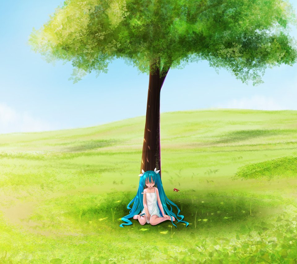 Обои дерево, поле, лето, девочка, tree, field, summer, girl разрешение 2000x1250 Загрузить