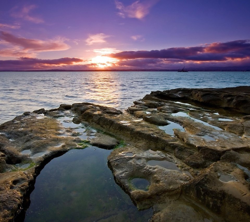 Обои вода, камни, закат, water, stones, sunset разрешение 1920x1200 Загрузить