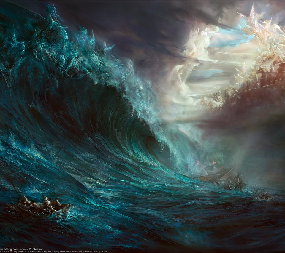 Обои море, битва, волна, dehong he, гибель, sea, battle, wave, death разрешение 1920x1200 Загрузить